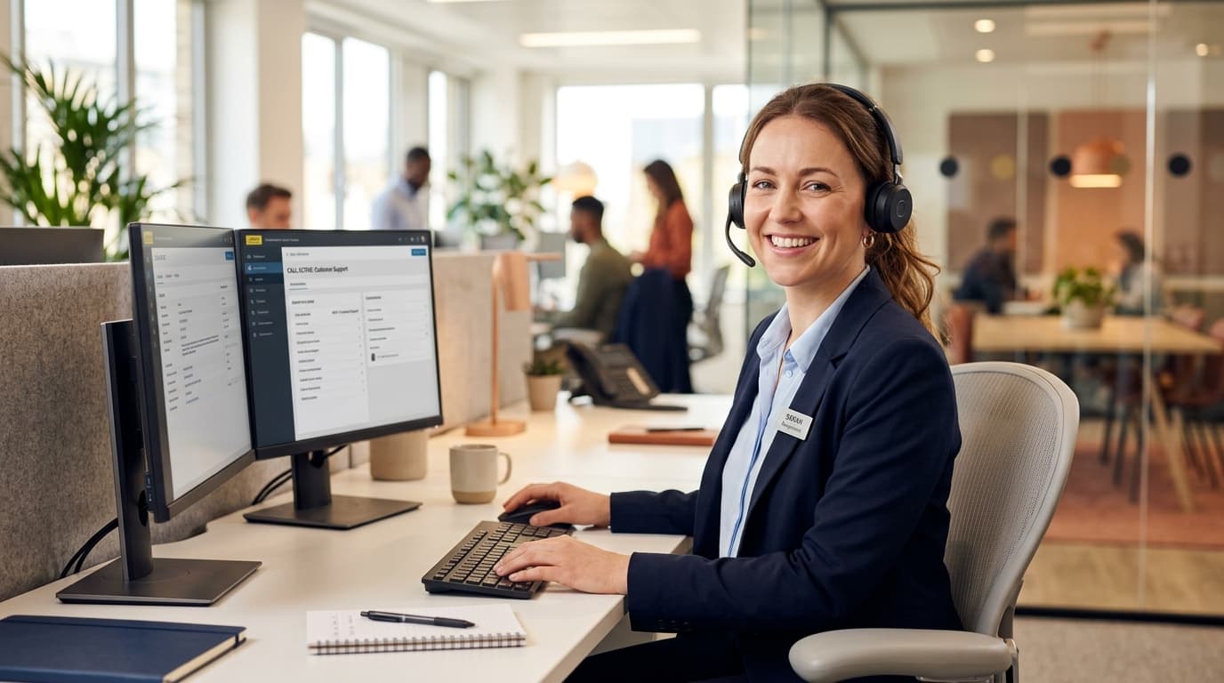 UK Call Centre Receptionist Answering Client Calls